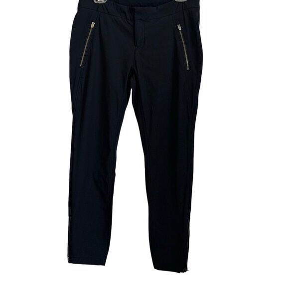 Athleta Black Nylon Stretch Free Movement Ankle Zip Crop Pants 10P - Picture 1 of 10